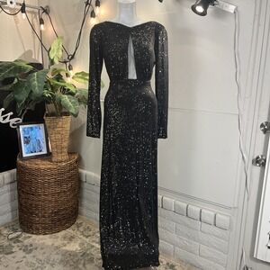 Royal-Queen-7795-Black-Sequined-Formal-Dress-With-Handmade-Shawl-Size-8‎